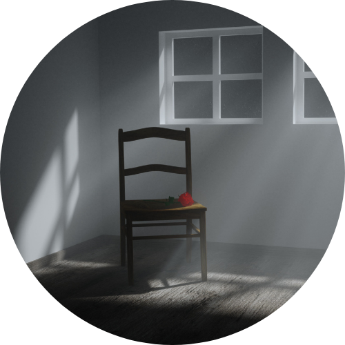 暗い部屋にイスだけ