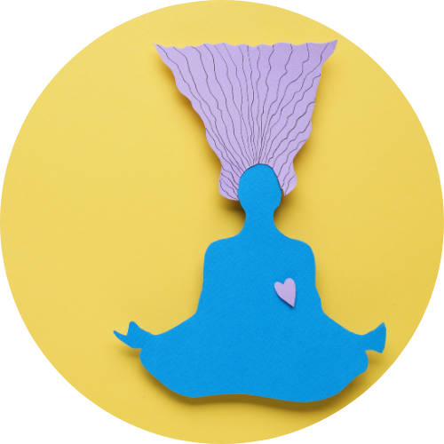 瞑想しているシルエット