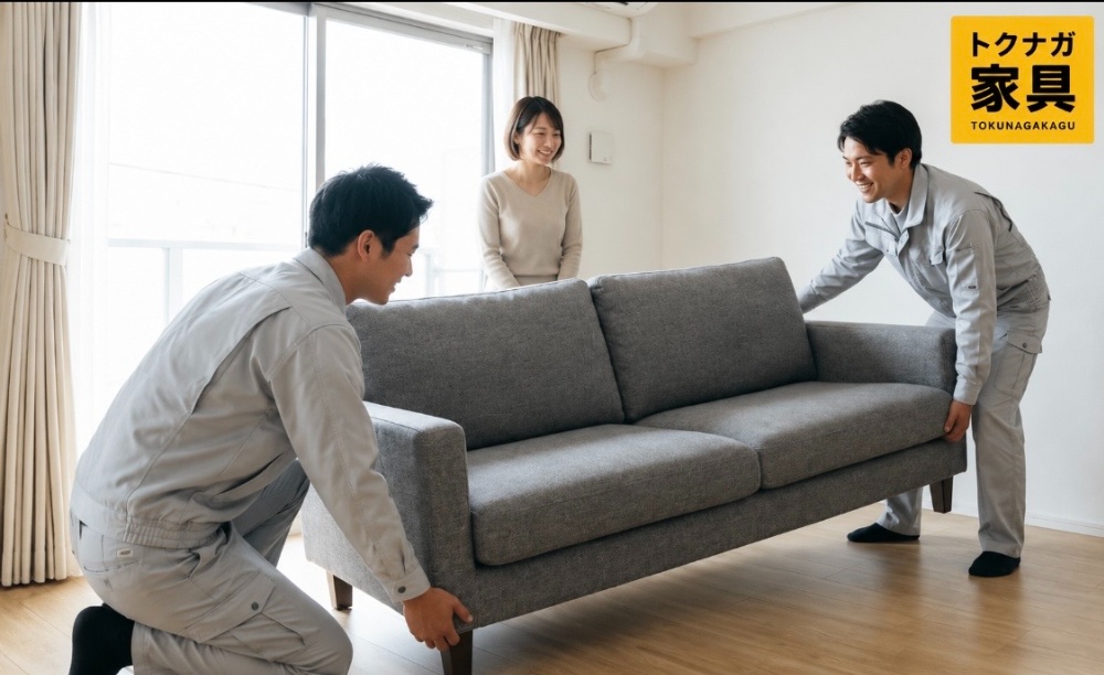トクナガ家具の配送スタッフが家具を積み込む様子 採用ページ