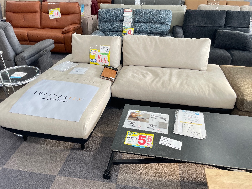 北九州 関家具 レザーテックス スモールカウチソファ コスターナ 15.5万円 トクナガ家具