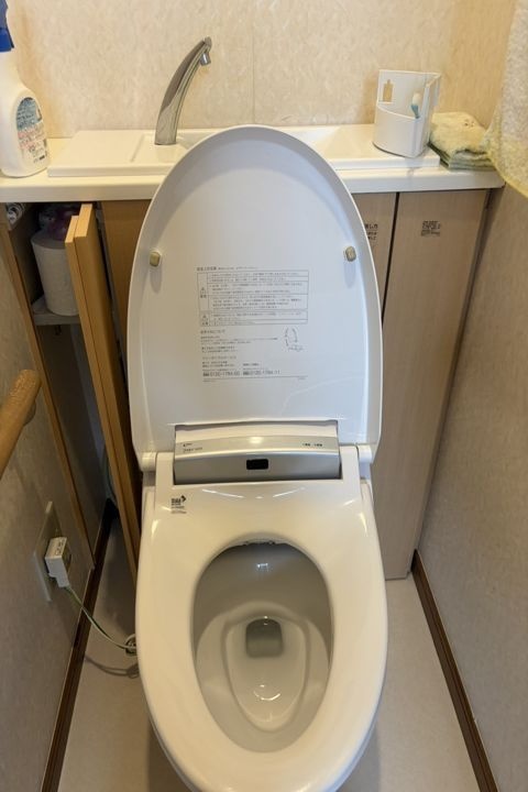 福島県いわき市でのトイレ詰まり修理完了後の様子(ローポンプ作業)