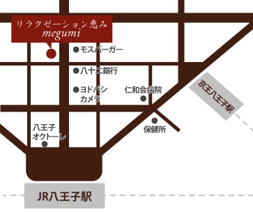 JR八王子駅からの地図