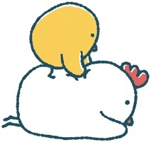 マッサージするひよことにわとり