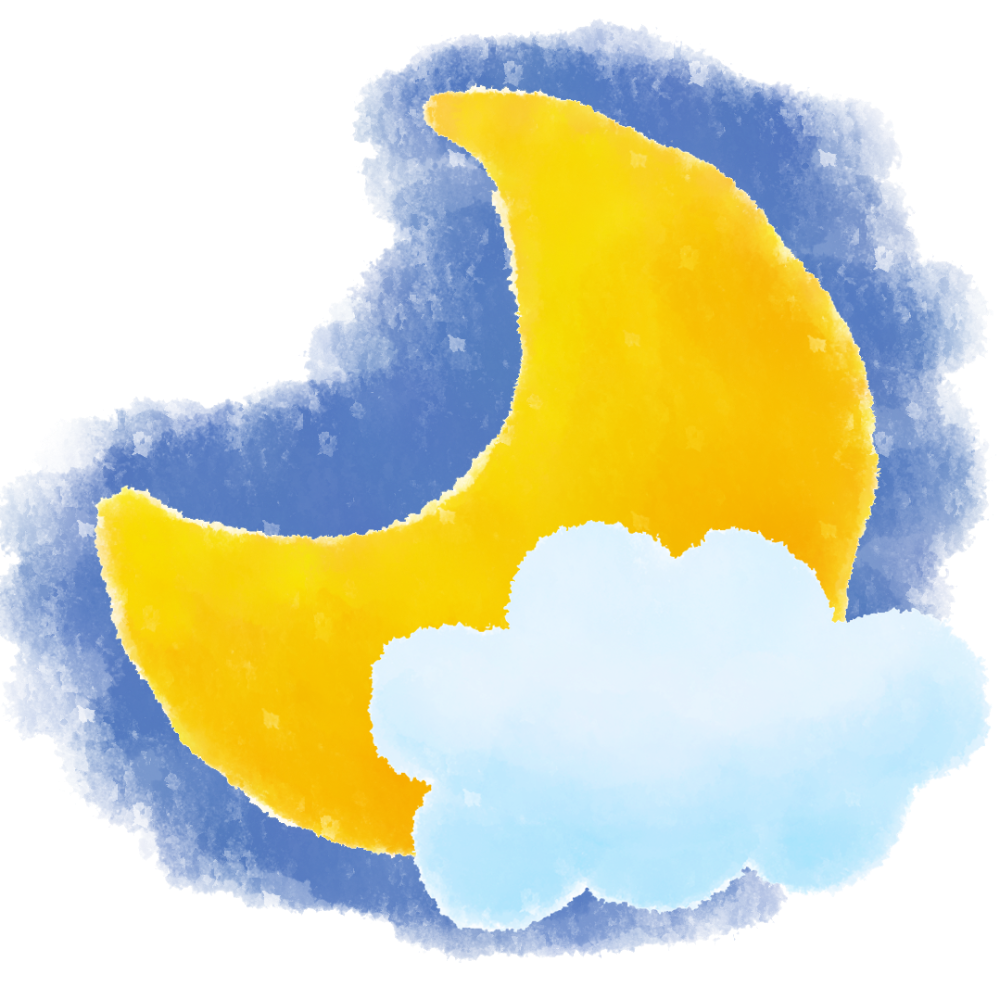 暗い夜に浮かぶ月と雲