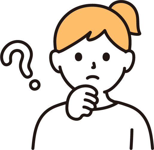 ポニーテールの女性が考えてるイラスト