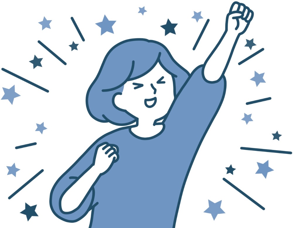 嬉野つばさの占いを受けて満足してる女性のイラスト。