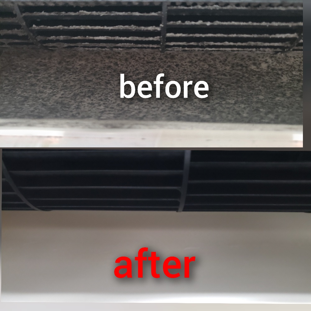 エアコンクリーニング作業前、作業後