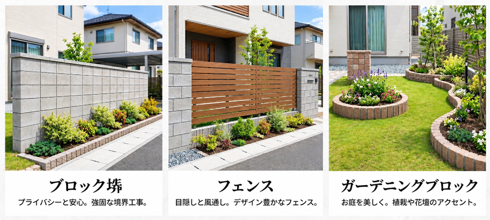 ブロック塀、フェンス、ガーデニングブロック