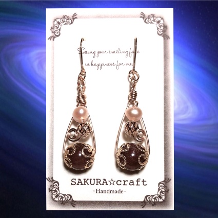 天然石アクセサリー・折り鶴ピアス SAKURA☆craft 【サクラ