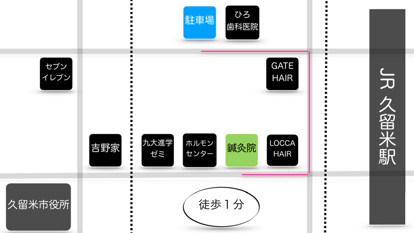 鍼灸治療和亀周辺の案内図