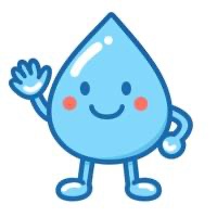 水道修理の作業料金を説明する救急水道サービス公式マスコットの水滴キャラクター