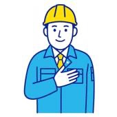 水戸市での水道修理が無事に終わってホッとして胸に手を当てる作業員のイラストイメージ