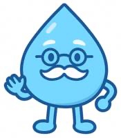 水道のことに詳しい高齢の水滴マスコット｜水道の豆知識