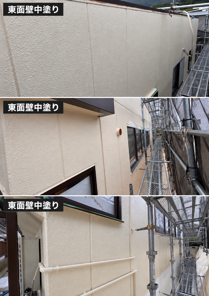 飯田市I様邸の東面外壁の中塗り