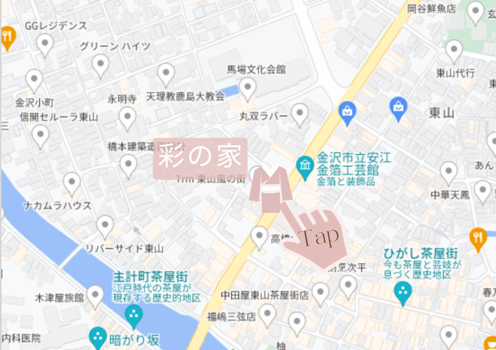 金沢着物レンタル彩の家の位置の地図