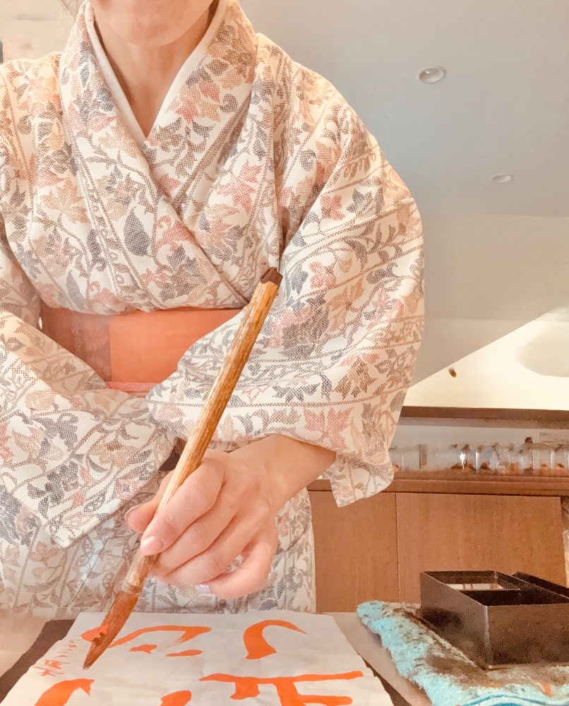 calligraphy foreigners in nakano shinjuku 外国人　書道