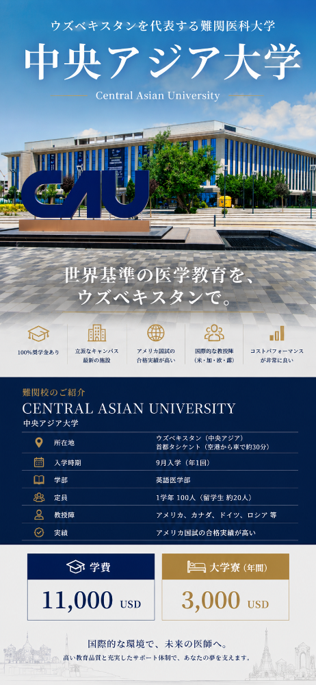 ウズベキスタン医学部Central Asian University（CAU）