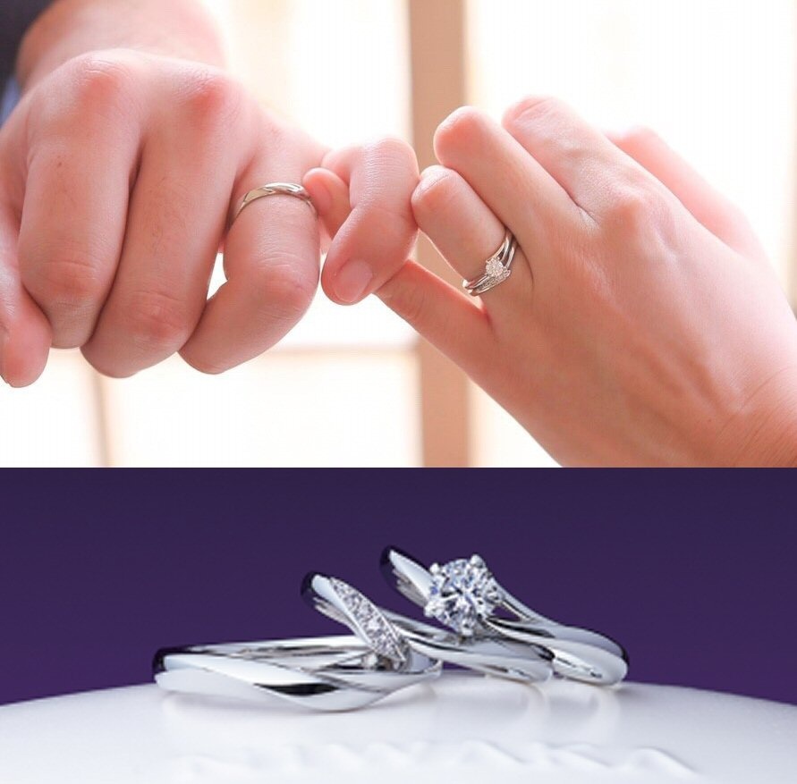記念に時に使った俄のセットリング結婚指輪と婚約指輪